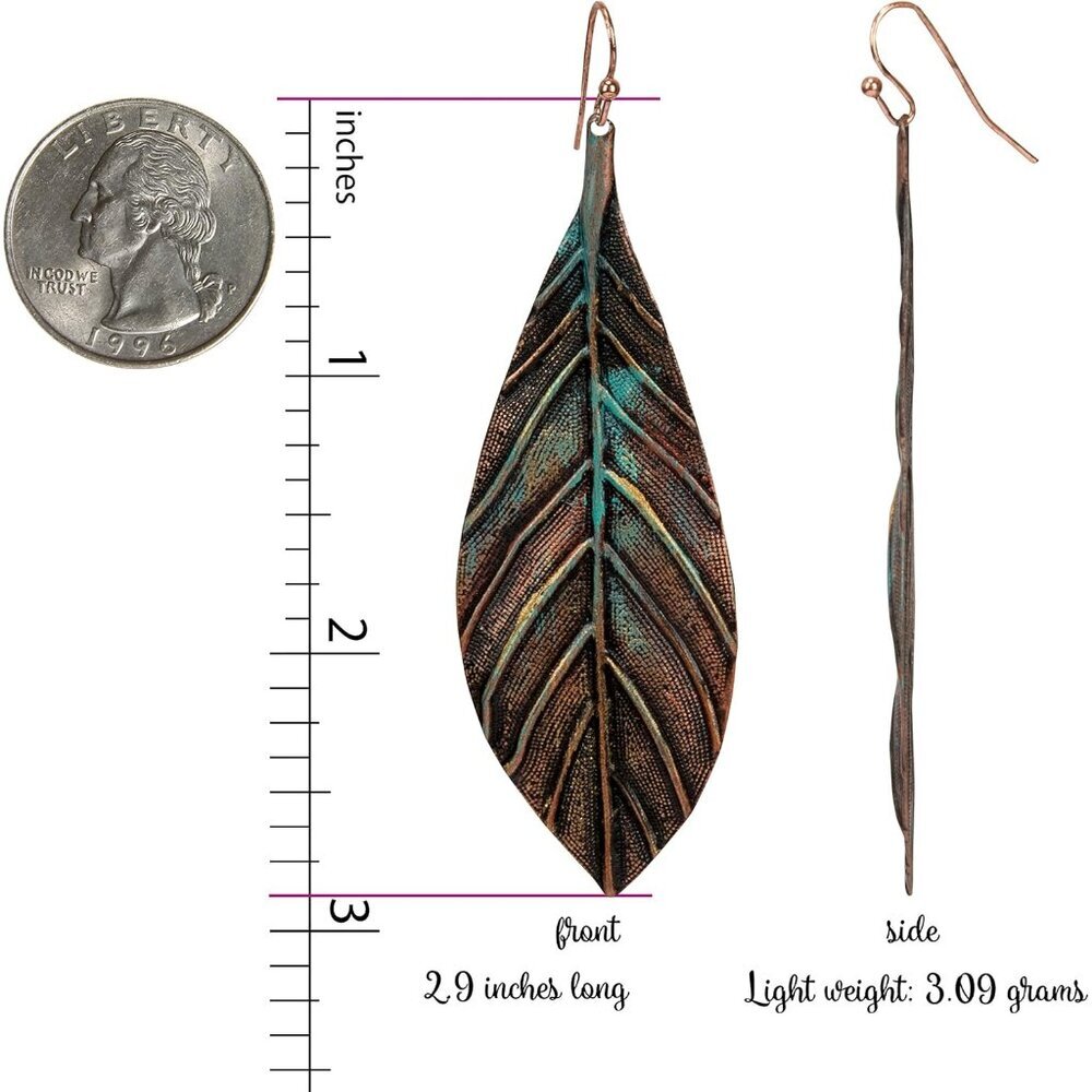 Sustainable Beauty: Boho Leaf Earrings - Lead & Nickel-Free, Gift-Ready - Picture 3 of 5